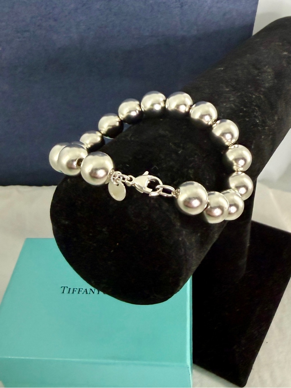 TIFFANY & CO. Sterling Silver 7” HardWear Ball Bracelet, 10 mm; with COA